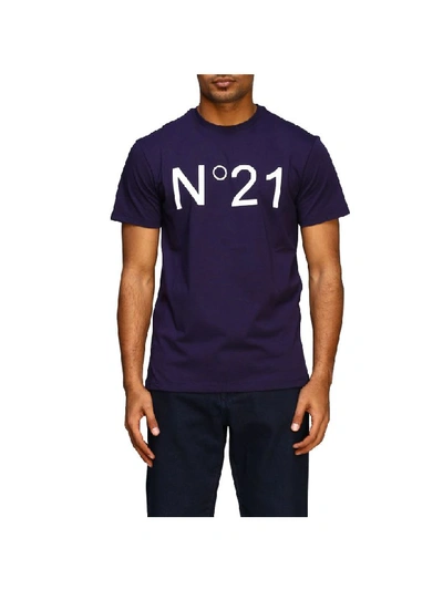 Shop N°21 N° 21 T-shirt N &deg; 21 Basic T-shirt With Logo Print In Blue
