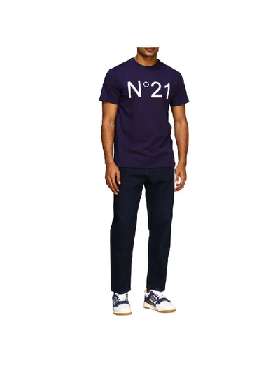 Shop N°21 N° 21 T-shirt N &deg; 21 Basic T-shirt With Logo Print In Blue