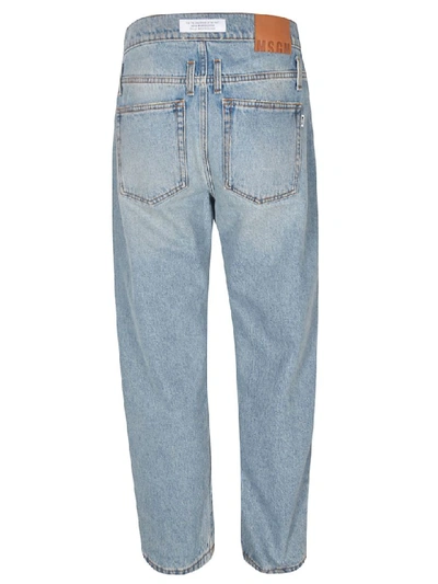 Shop Msgm Cropped Classic Jeans In Light Blue