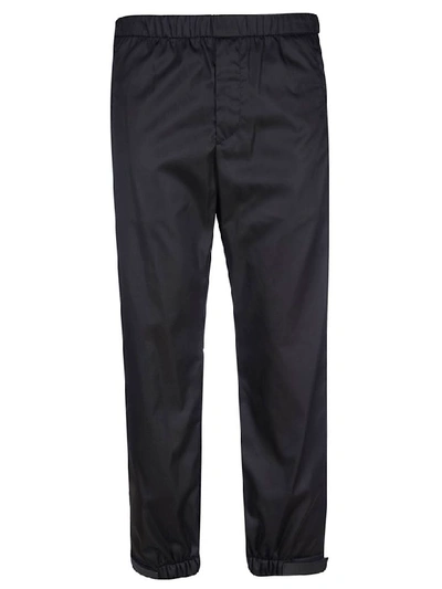 Shop Prada Wide Fit Ribbed Waist Trousers In Black