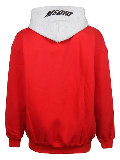 Shop Msgm 2 Logo Front Print Hoodie In Red