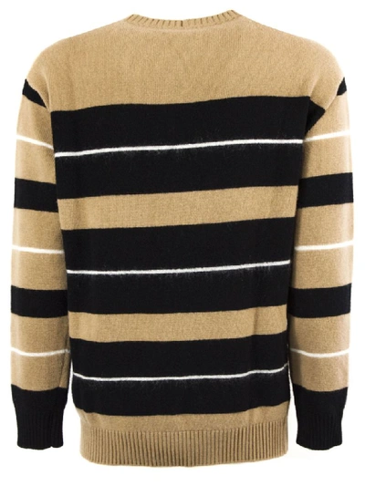 Shop N°21 Camel-tone Virgin Wool Sweater In Cammello+nero