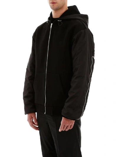 Shop Marcelo Burlon County Of Milan Hooded Bomber Jacket In Black Black (black)