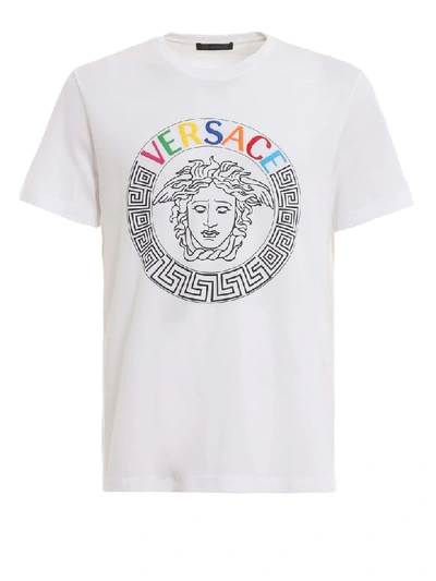 Shop Versace T-shirt In Bianco