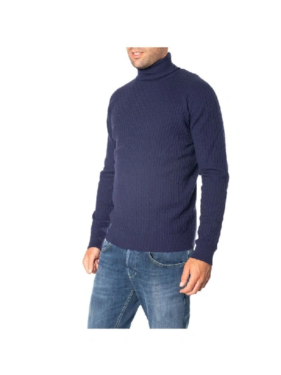 Shop Kangra Merino Wool Turtleneck Shirt In Open Blue