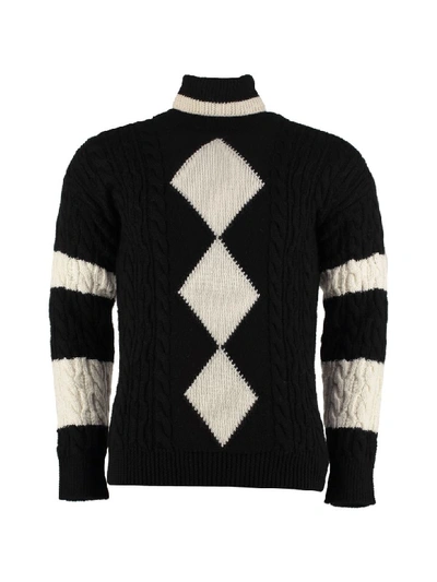 Shop Saint Laurent Virgin Wool Turtleneck Sweater In Black