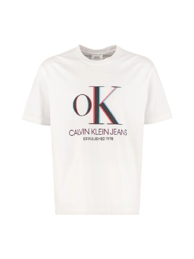 Shop Calvin Klein Jeans Est.1978 3d Print Cotton T-shirt In White