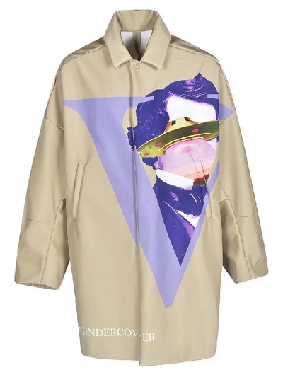 Shop Valentino V Printed Coat In Beige