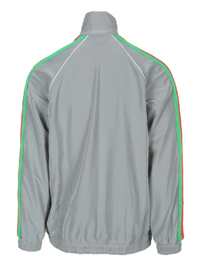 Shop Gucci Oversize Reflective Jersey Jacket In Silver