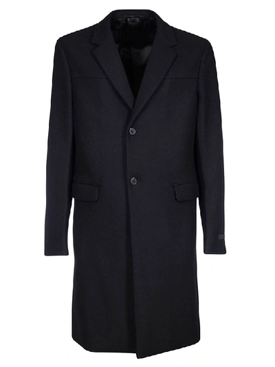 Shop Prada Single Breasted Two-buttoned Long Coat In Black