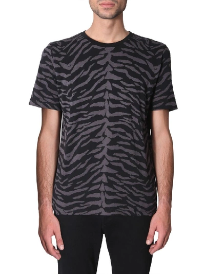 Shop Saint Laurent Zebra Printed T-shirt In Nero