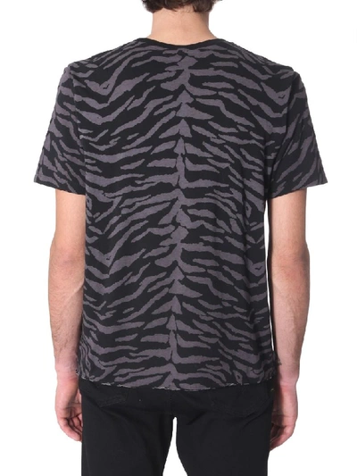 Shop Saint Laurent Zebra Printed T-shirt In Nero