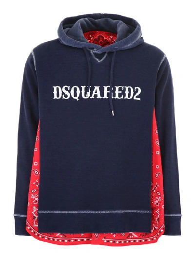 Shop Dsquared2 Bandana Hoodie In Navy Blue (blue)