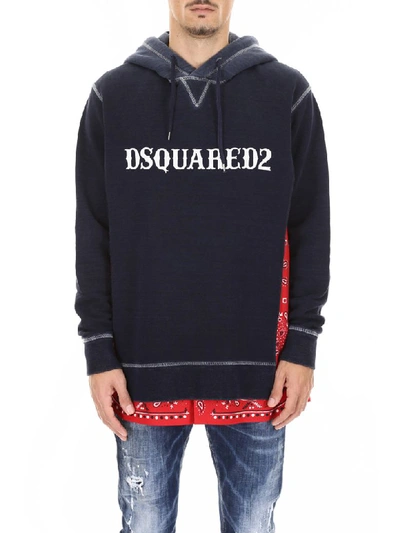 Shop Dsquared2 Bandana Hoodie In Navy Blue (blue)