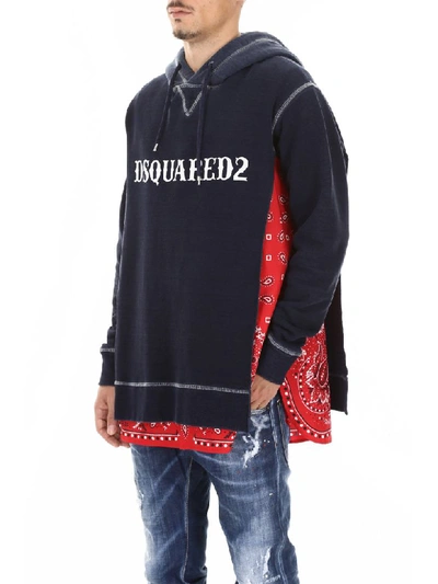 Shop Dsquared2 Bandana Hoodie In Navy Blue (blue)