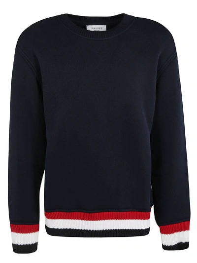 Shop Thom Browne Oversized Crew Neck Sweater In Navy