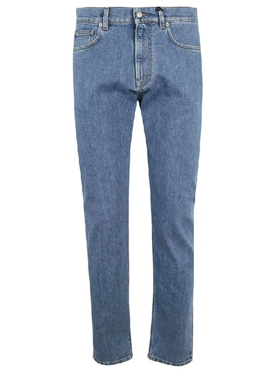 Shop Versace Straight Leg Jeans In Blue