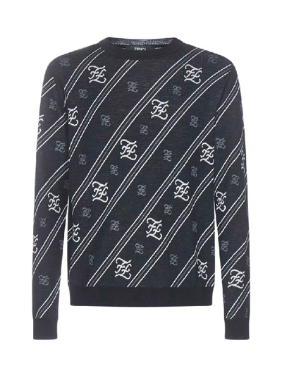 Shop Fendi Karlgraphy Stripes Sweater In Nero