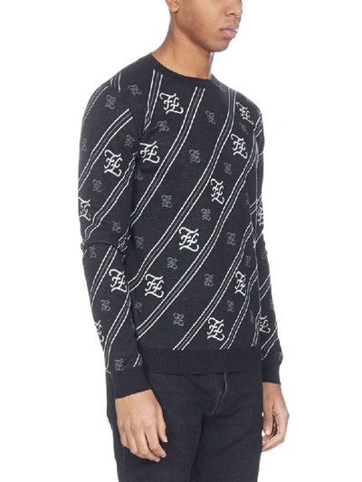 Shop Fendi Karlgraphy Stripes Sweater In Nero