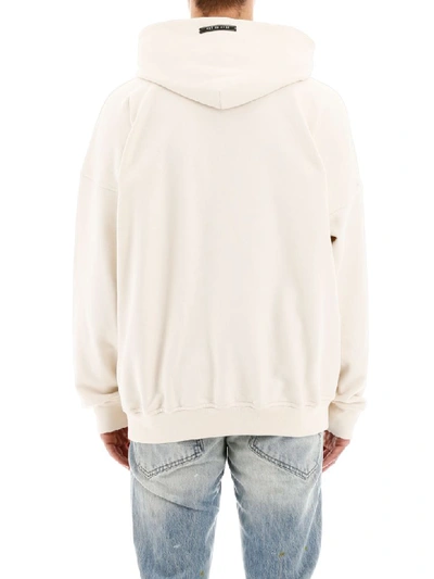 Shop Fear Of God Logo Hoodie In Cream Black (beige)