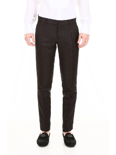 Shop Dolce & Gabbana Jacquard Trousers In Nero (black)