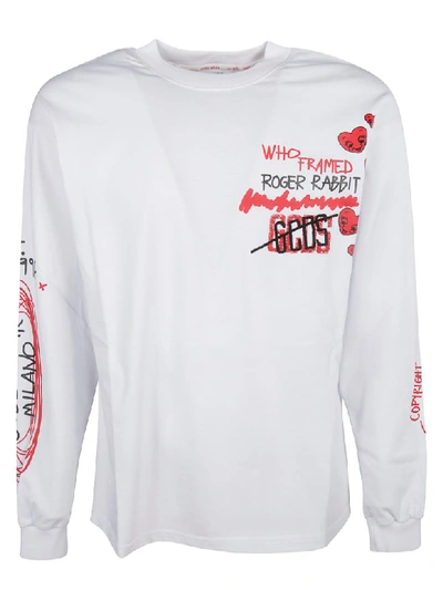 Shop Gcds Long Sleeve T-shirt In White/red