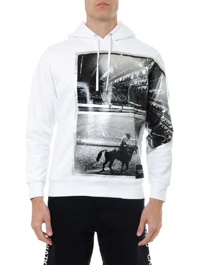 Shop Calvin Klein White Cotton Hoodie And Print Sweatshirt