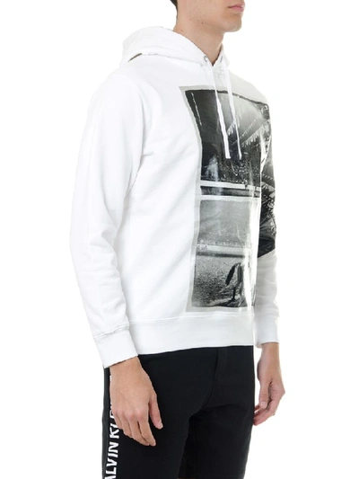 Shop Calvin Klein White Cotton Hoodie And Print Sweatshirt