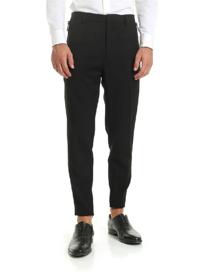 Shop Dsquared2 Black Trousers With Side Zip In Nero