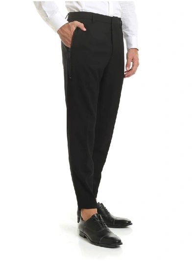 Shop Dsquared2 Black Trousers With Side Zip In Nero