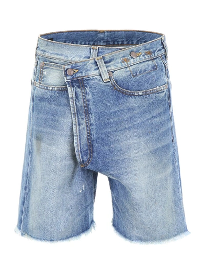 Shop R13 Cross-over Denim Shorts In Jasper W Paint Smudge (blue)