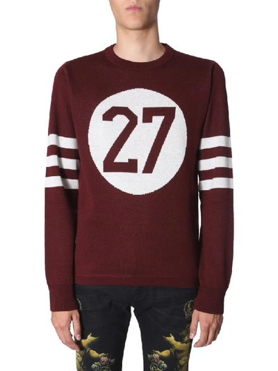 Shop Dolce & Gabbana Crew Neck Sweater In Bordeaux