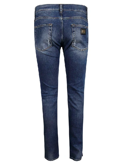 Shop Dolce & Gabbana Slim Denim Stretch Jeans In Patched Blue