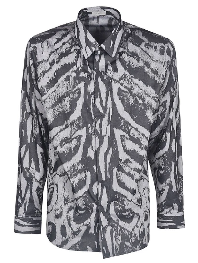 Shop Dior Straight Fit Shirt In Black/grey