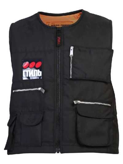 Shop Heron Preston Logo Patch Nylon Gilet In Black