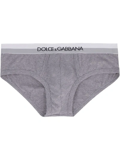 Shop Dolce & Gabbana Brando Stretch Cotton Briefs In Grey