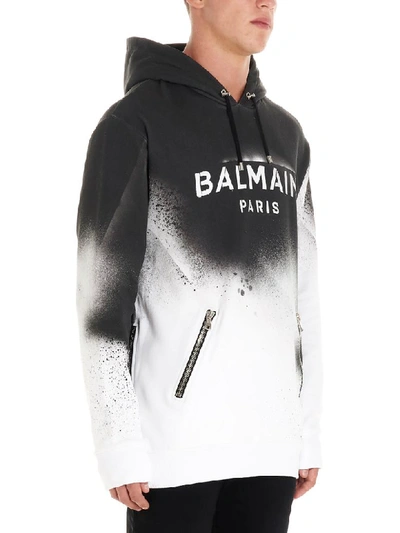 Shop Balmain Hoodie In Black & White