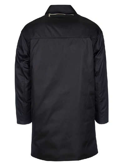 Shop Prada Logo Plaque Zipped Coat In Black