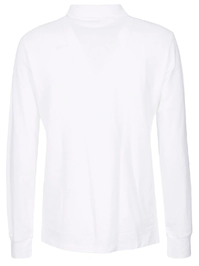 Shop Ralph Lauren Embroidered Long Sleeve Polo Shirt In Bianco