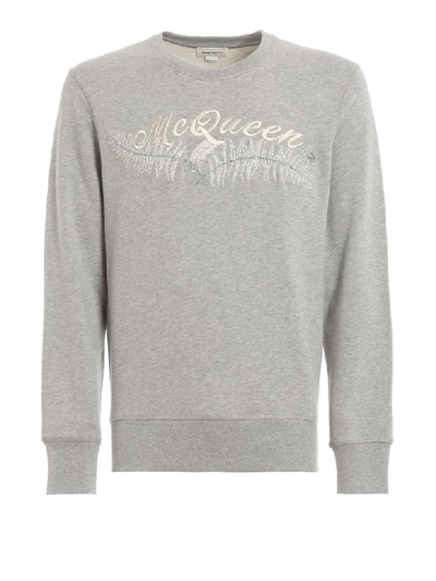 Shop Alexander Mcqueen Fern Logo Sweatshirt In Pale Grey/mix