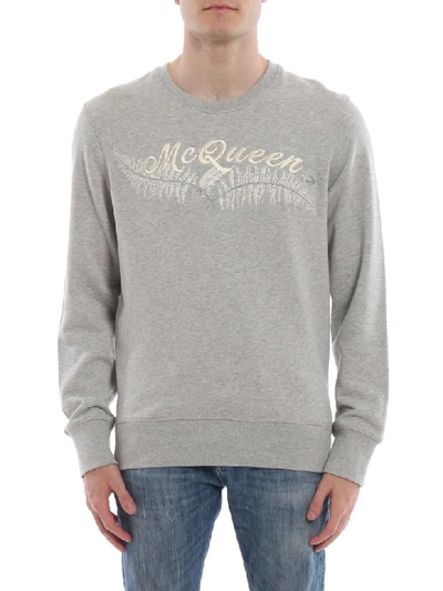 Shop Alexander Mcqueen Fern Logo Sweatshirt In Pale Grey/mix