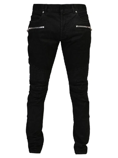 Shop Balmain Branded Jeans In Blue