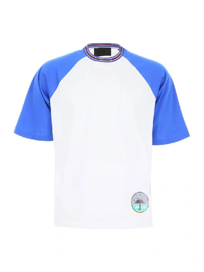 Shop Prada Cycle Logo T-shirt In Bianco Bluette (blue)