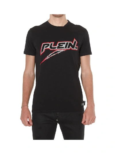 Shop Philipp Plein Logo Platinum Cut Space Plein T-shirt In Black