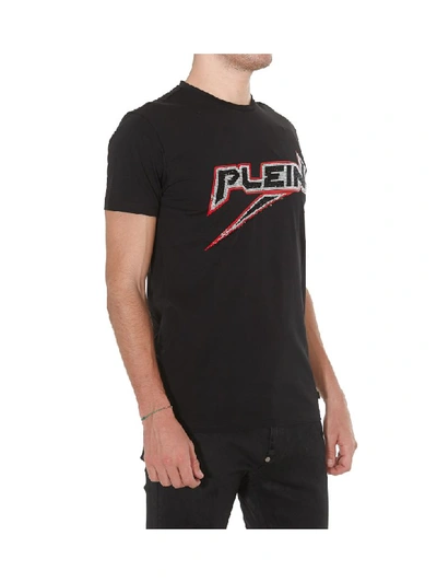 Shop Philipp Plein Logo Platinum Cut Space Plein T-shirt In Black