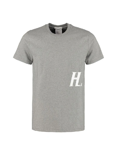 Shop Helmut Lang Logo Print Cotton T-shirt In Grey