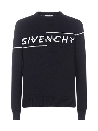 Shop Givenchy Logo Sweater In Black White