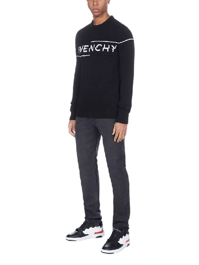 Shop Givenchy Logo Sweater In Black White