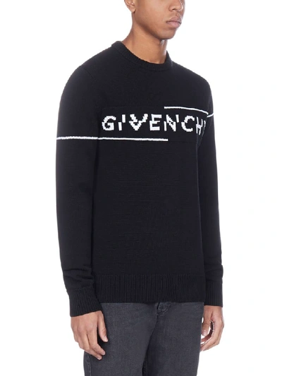 Shop Givenchy Logo Sweater In Black White