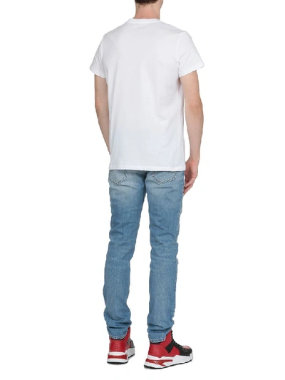 Shop Balmain Logo T-shirt In Blanc